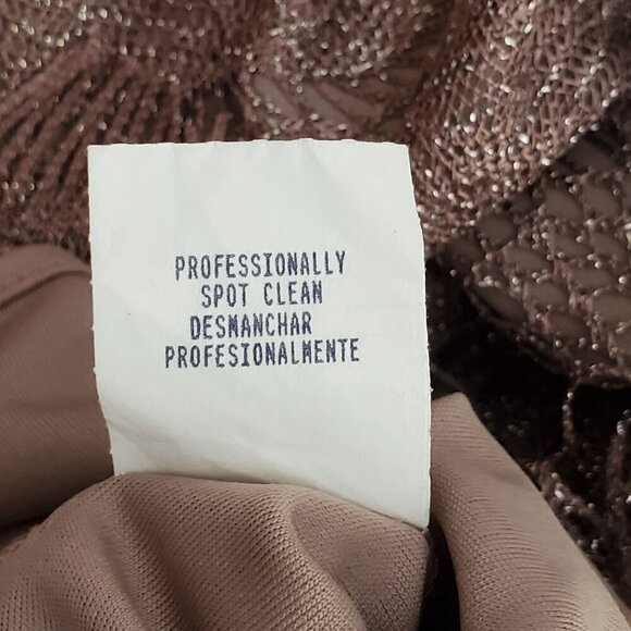 Dressbarn Cocktail Dress Size 12 Champaign Sleeveless Sheath Dress Fringe - Picture 8 of 10